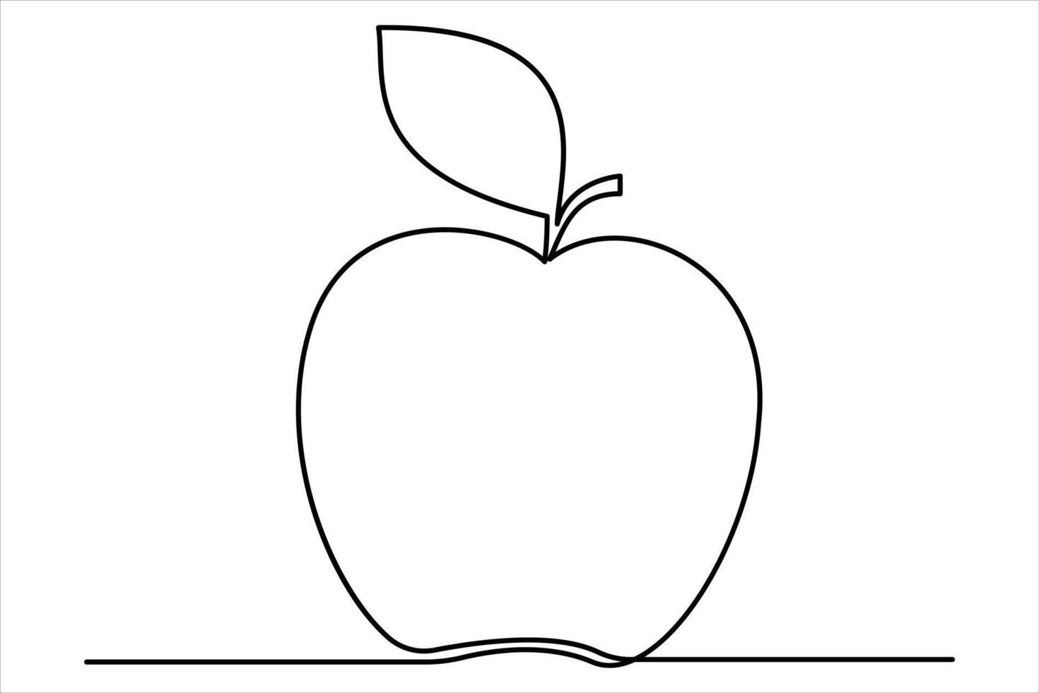 Continuous one line art drawing apple outline line art illustration vector