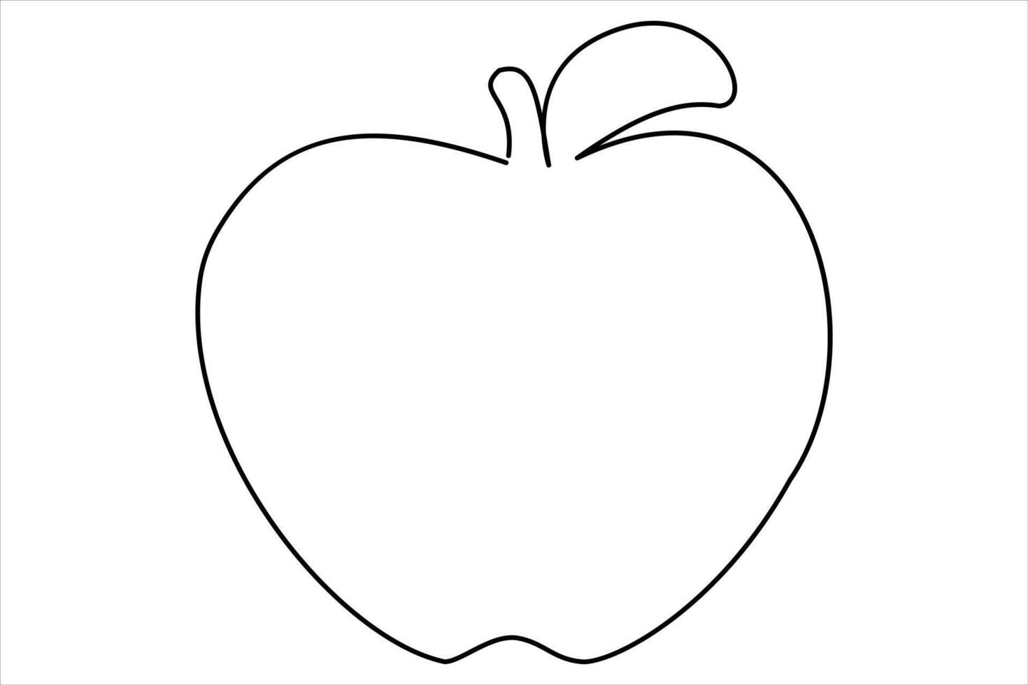 Continuous one line art drawing apple outline line art illustration vector