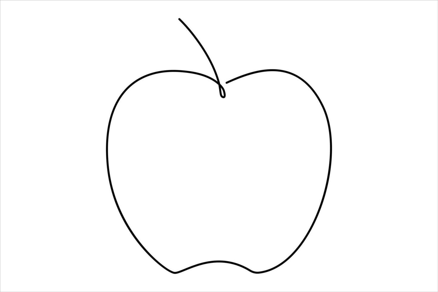 Continuous one line art drawing apple outline line art illustration vector