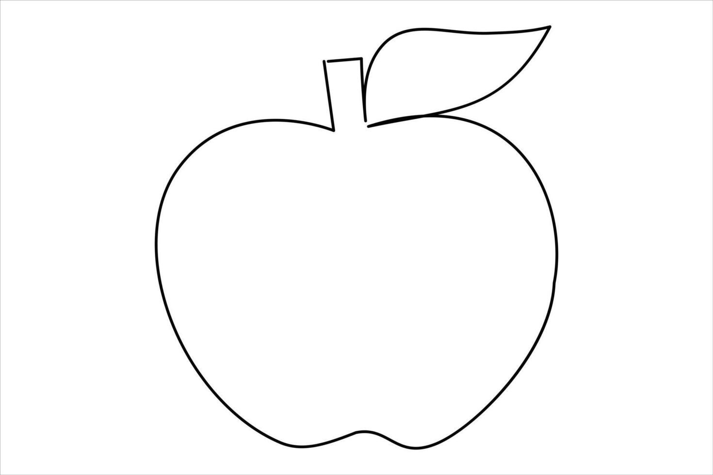 Continuous one line art drawing apple outline line art illustration vector