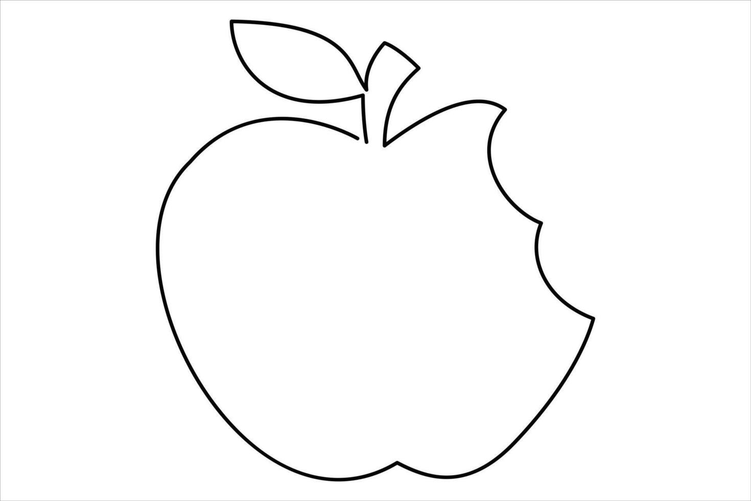 Continuous one line art drawing apple outline line art illustration vector
