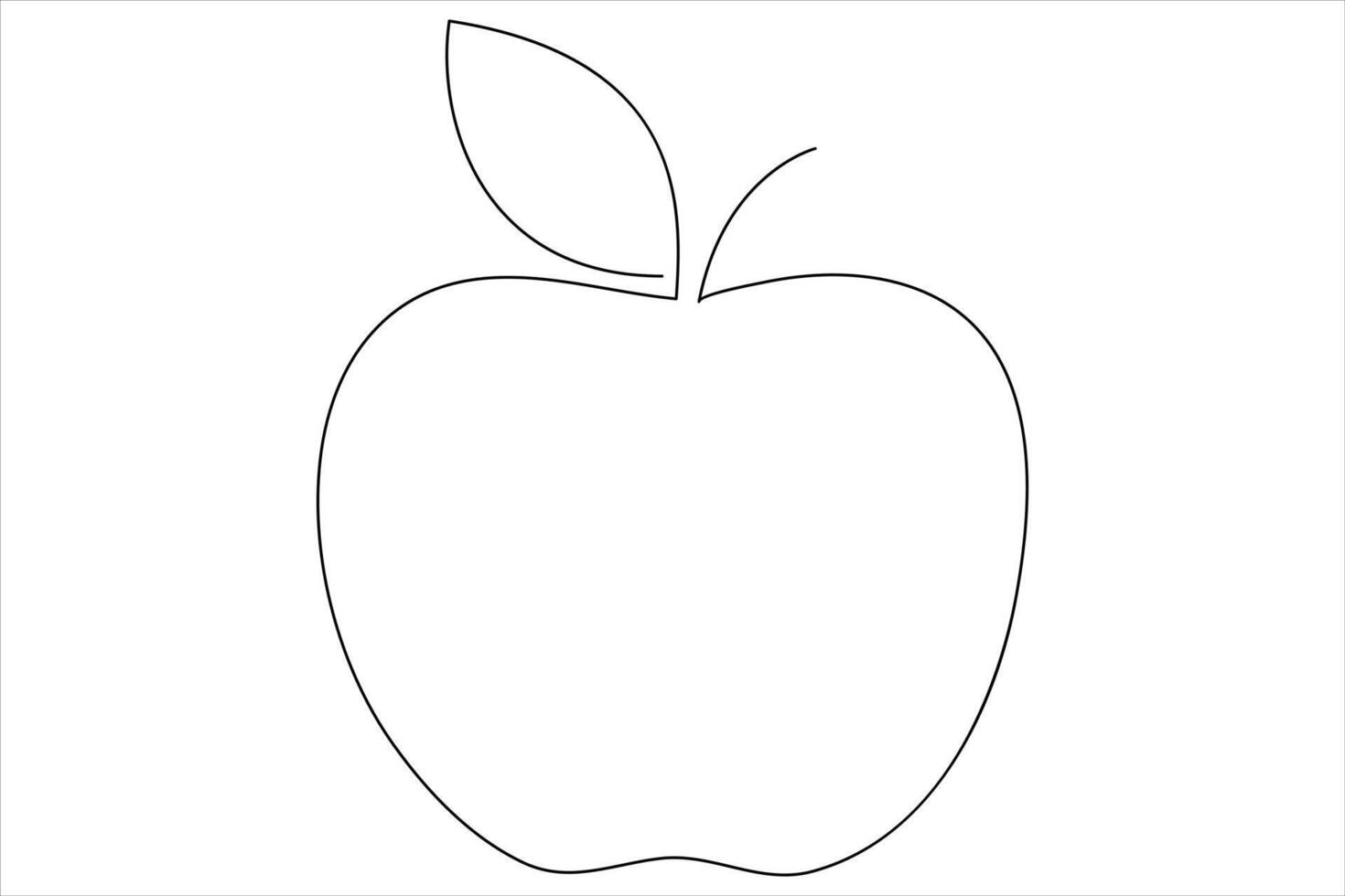Continuous one line art drawing apple outline line art illustration vector