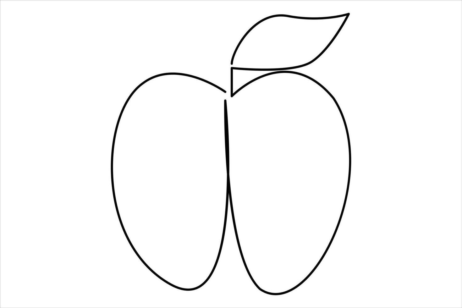Continuous one line art drawing apple outline art illustration vector