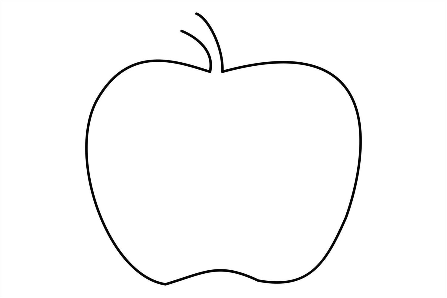 Continuous one line art drawing apple outline line art illustration vector
