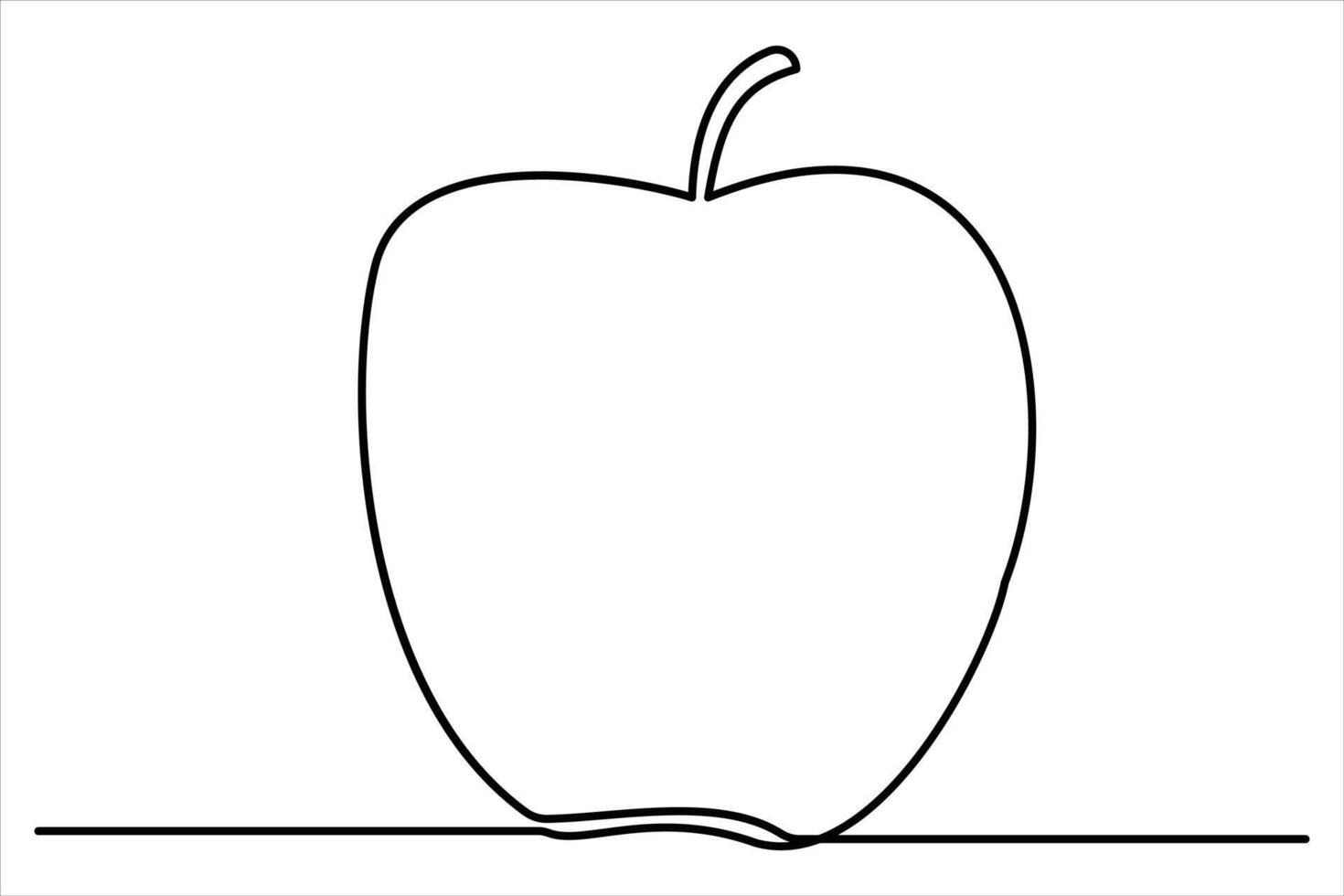 Continuous one line art drawing apple outline art illustration vector
