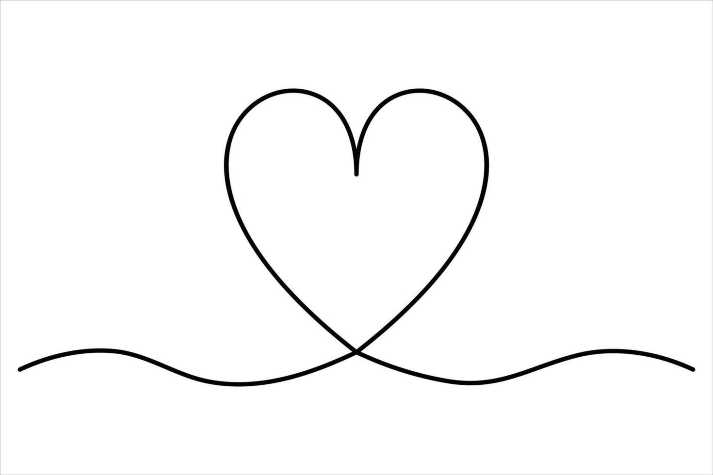Heart continuous one line art drawing color shape Love sign outline art illustration vector