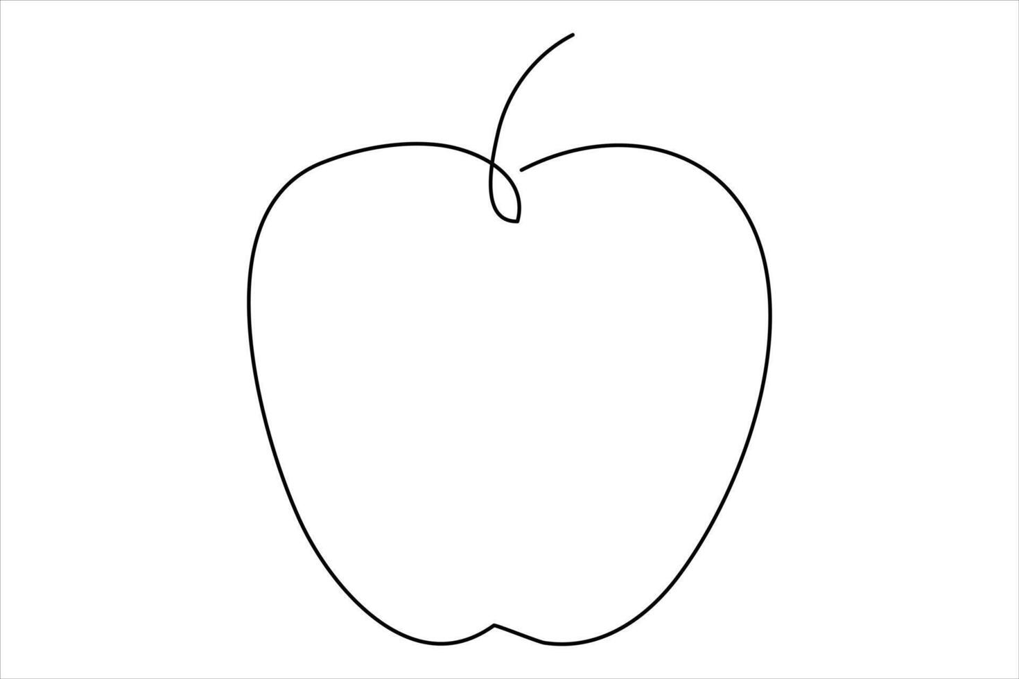 Continuous one line art drawing apple outline line art illustration vector