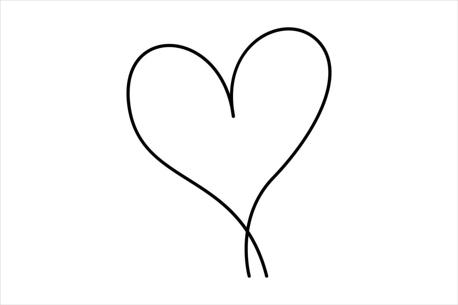 Heart continuous one line art drawing color shape Love sign outline art illustration vector