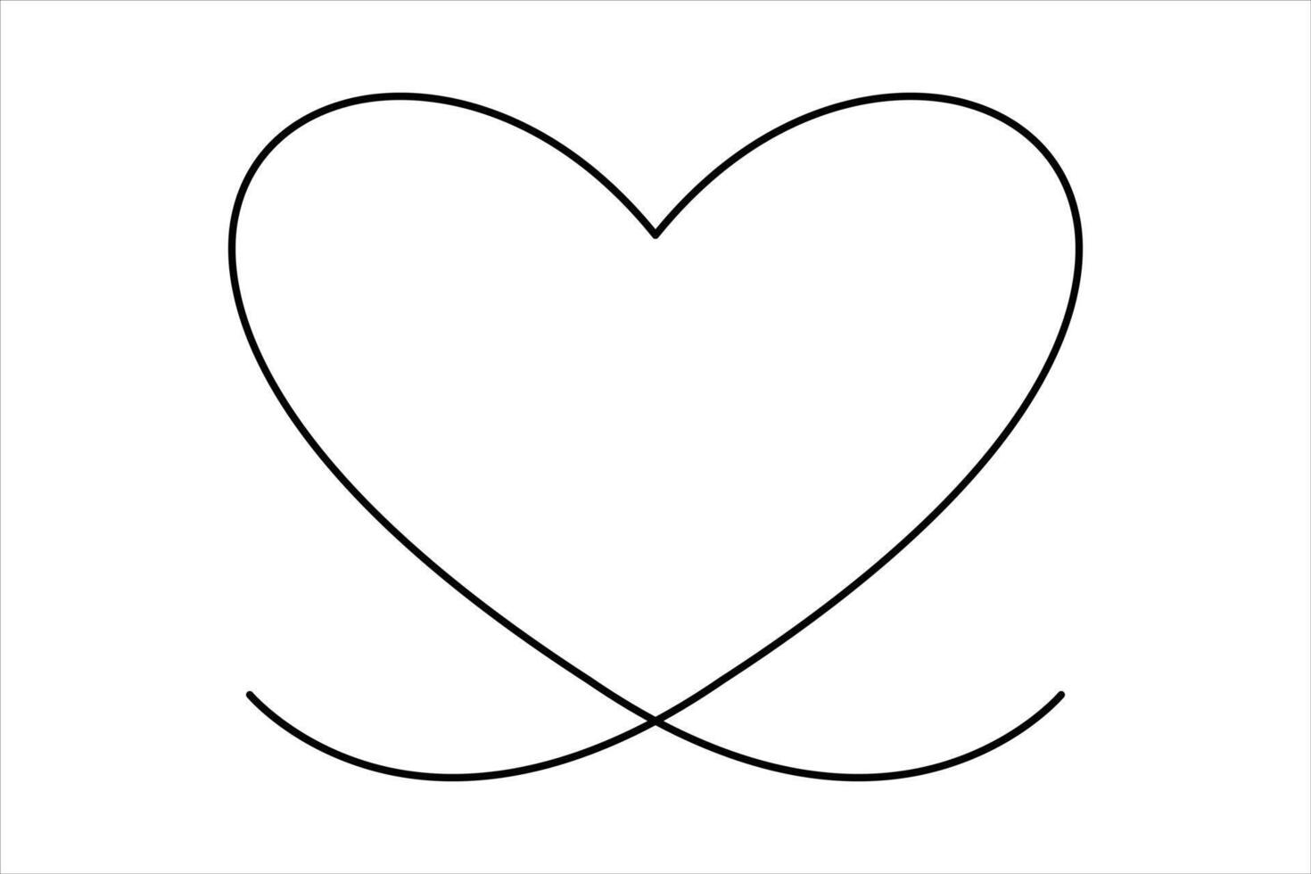 Heart continuous one line art drawing color shape Love sign outline illustration vector