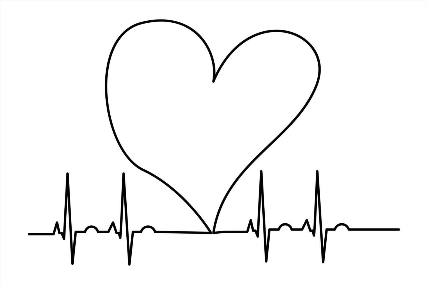 Heart continuous one line art drawing color shape Love sign outline art illustration vector