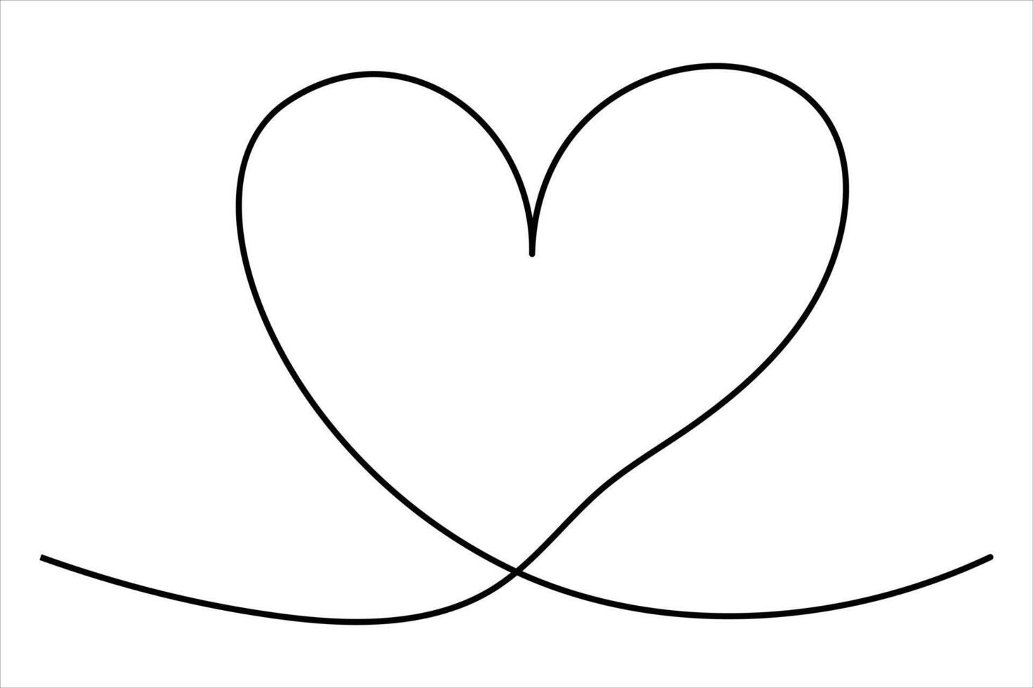 Heart continuous one line art drawing color shape Love sign outline art illustration vector