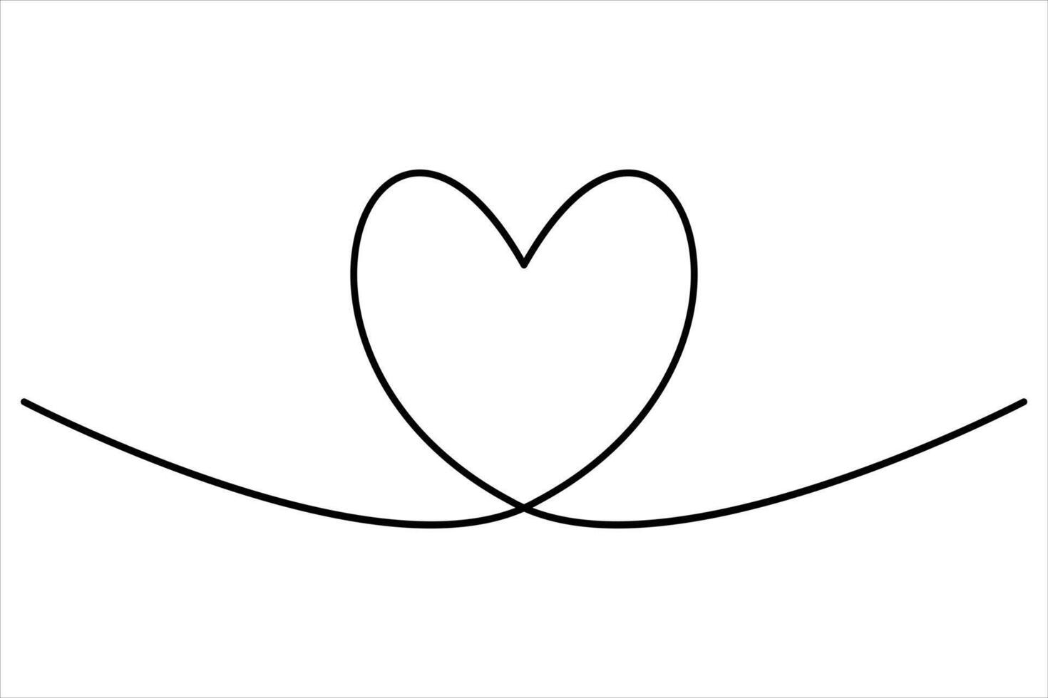 Heart continuous one line art drawing color shape Love sign outline illustration vector