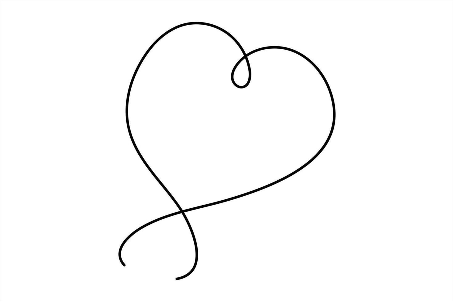 Heart continuous one line art drawing color shape Love sign outline illustration vector