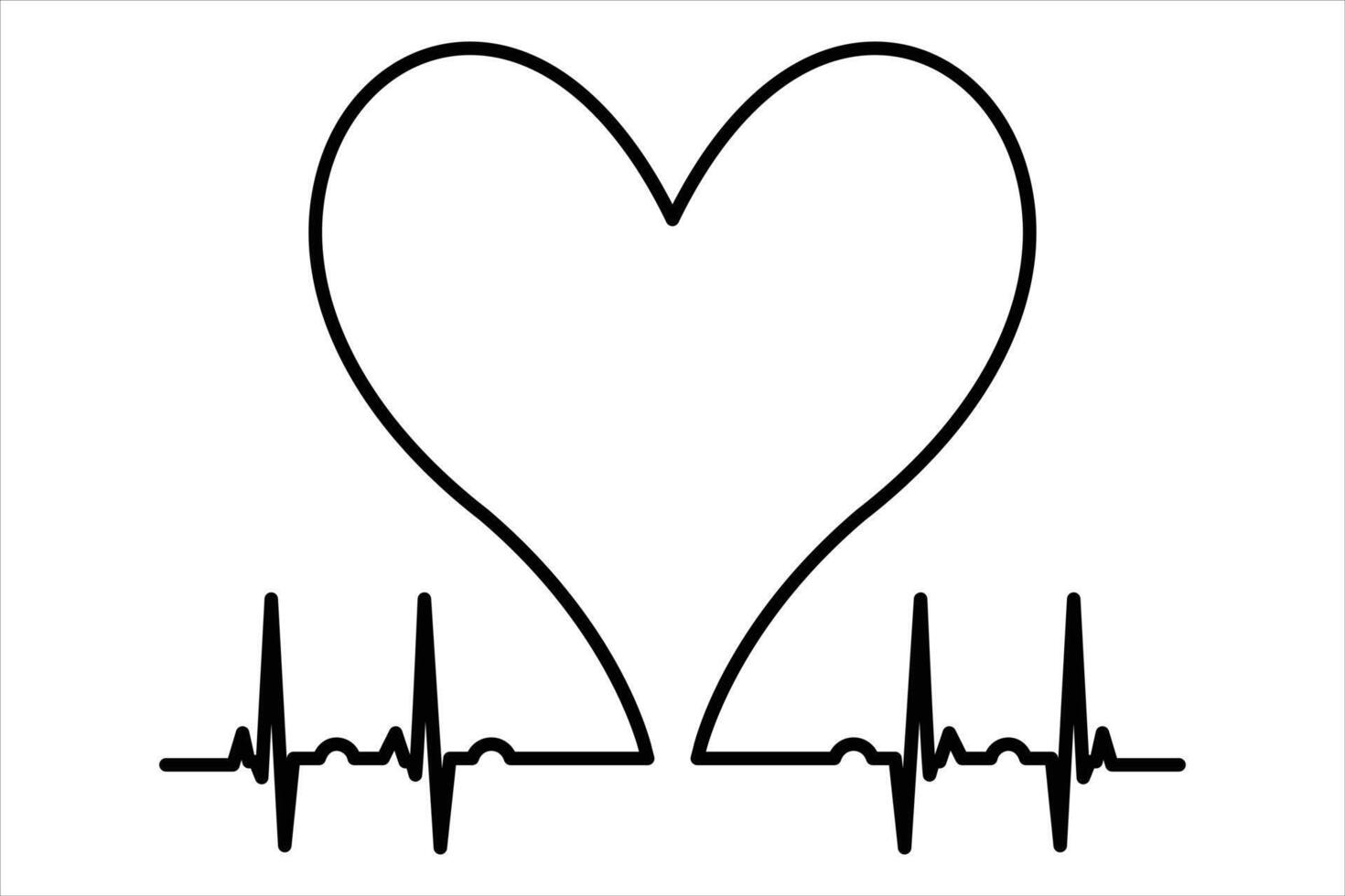 Heart continuous one line art drawing color shape Love sign outline art illustration vector