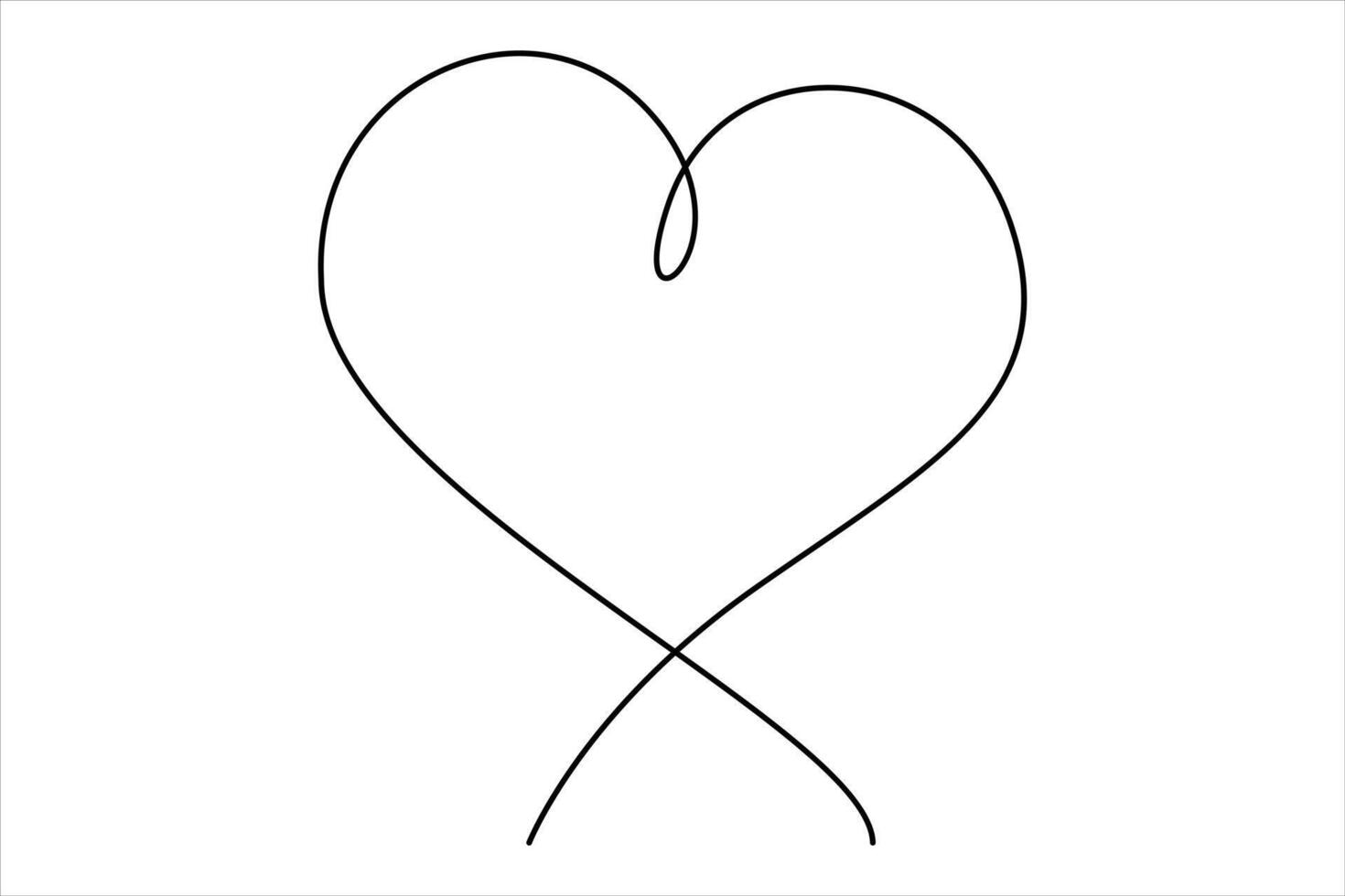 Heart continuous one line art drawing color shape Love sign outline art illustration vector
