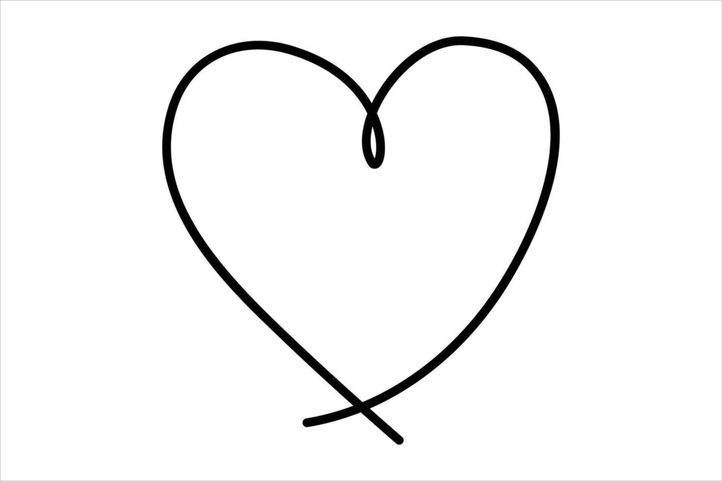 Heart continuous one line art drawing color shape Love sign outline illustration vector