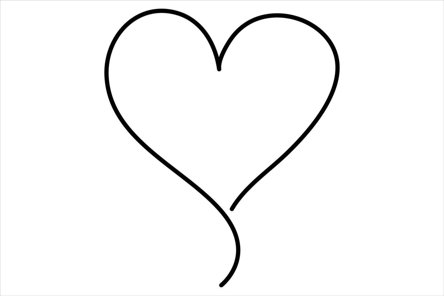 Heart continuous one line art drawing color shape Love sign outline art illustration vector