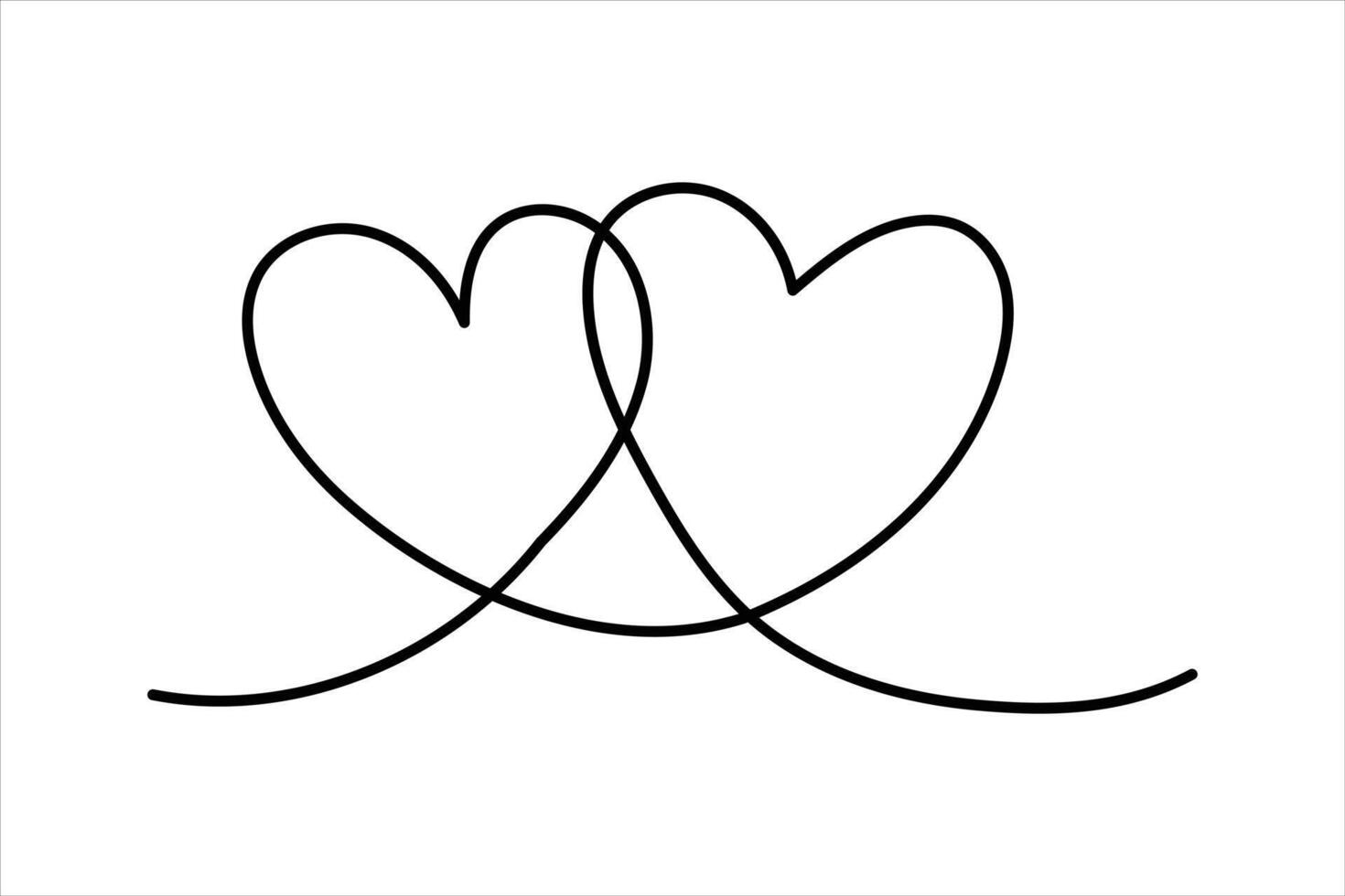 Heart continuous one line art drawing color shape Love sign outline illustration vector