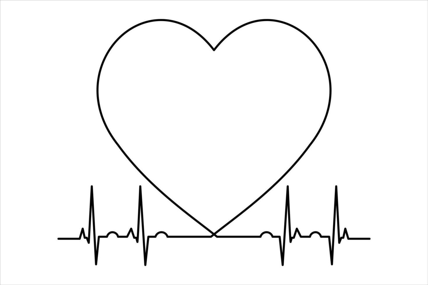 Heart continuous one line art drawing color shape Love sign outline art illustration vector