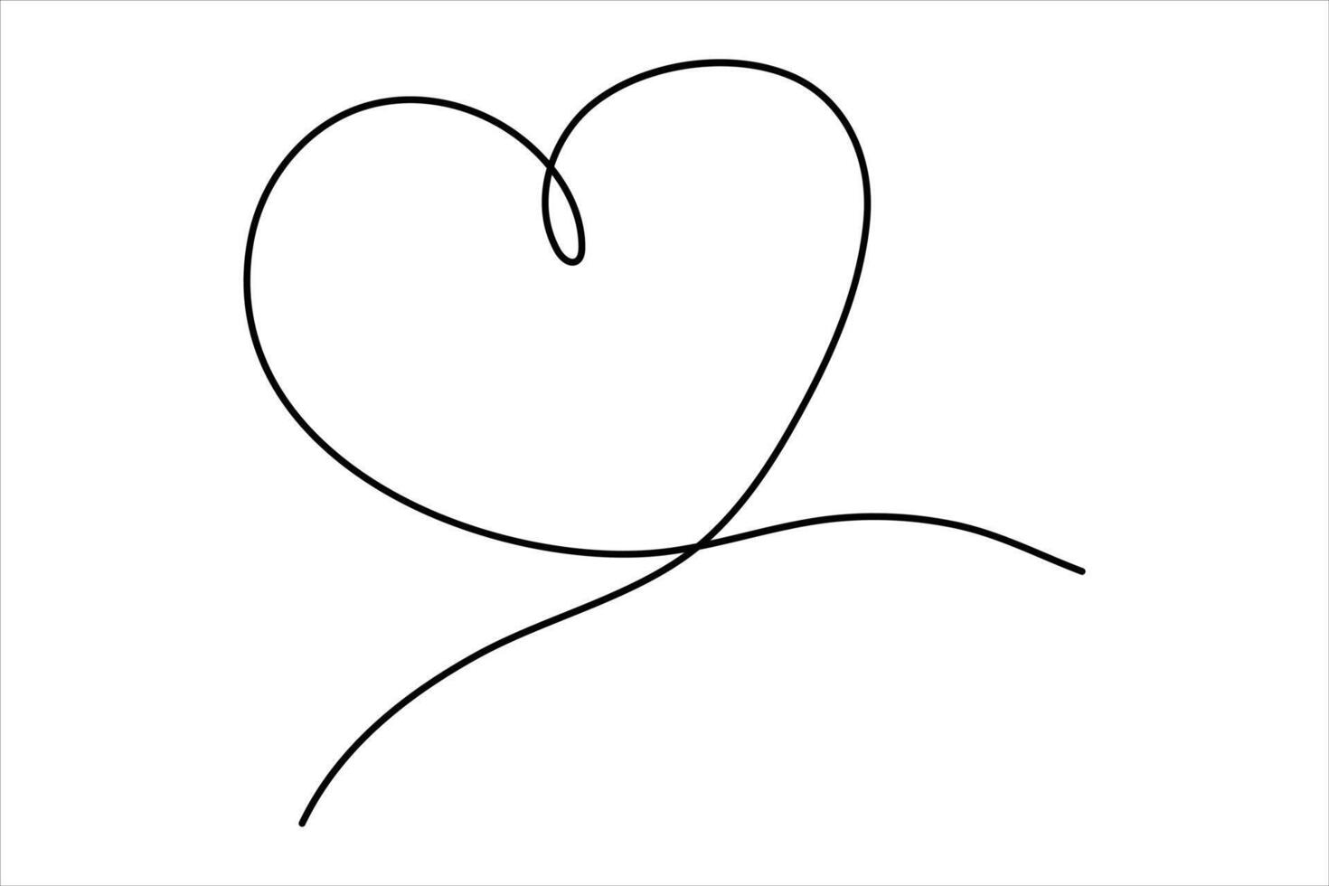 Heart continuous one line art drawing color shape Love sign outline art illustration vector