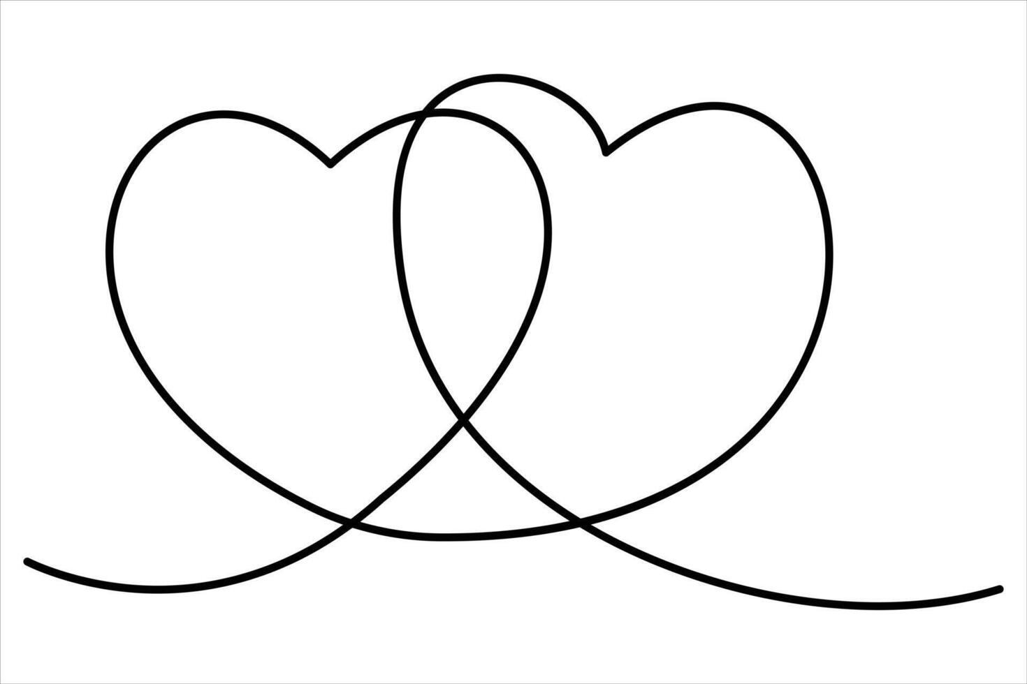 Heart continuous one line art drawing color shape Love sign outline illustration vector