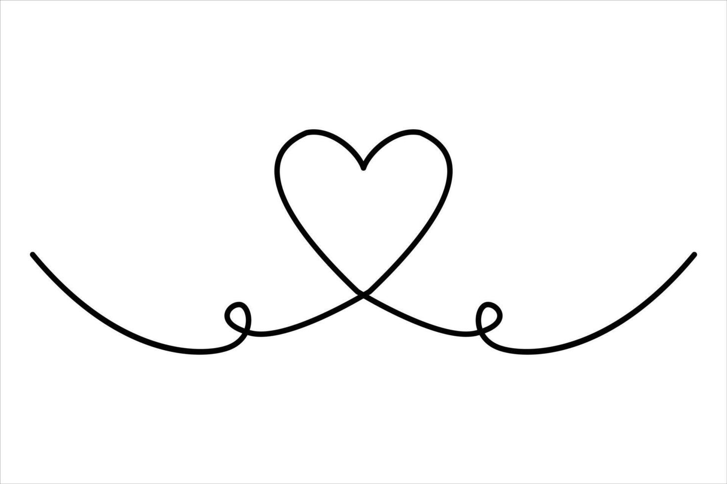 Heart continuous one line art drawing color shape Love sign outline illustration vector