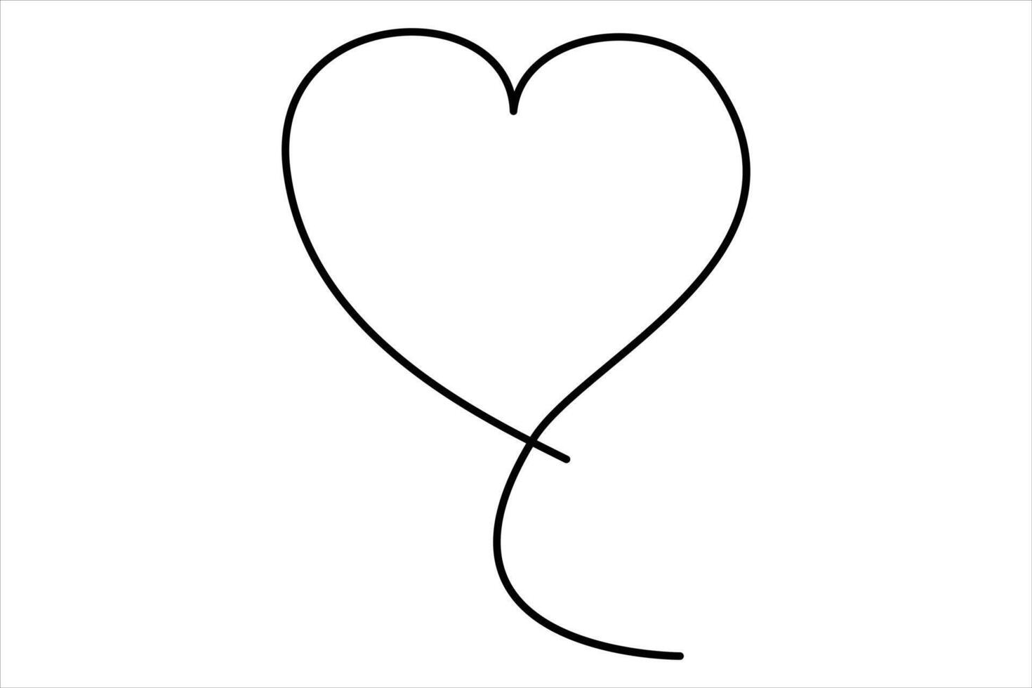 Heart continuous one line art drawing color shape Love sign outline art illustration vector
