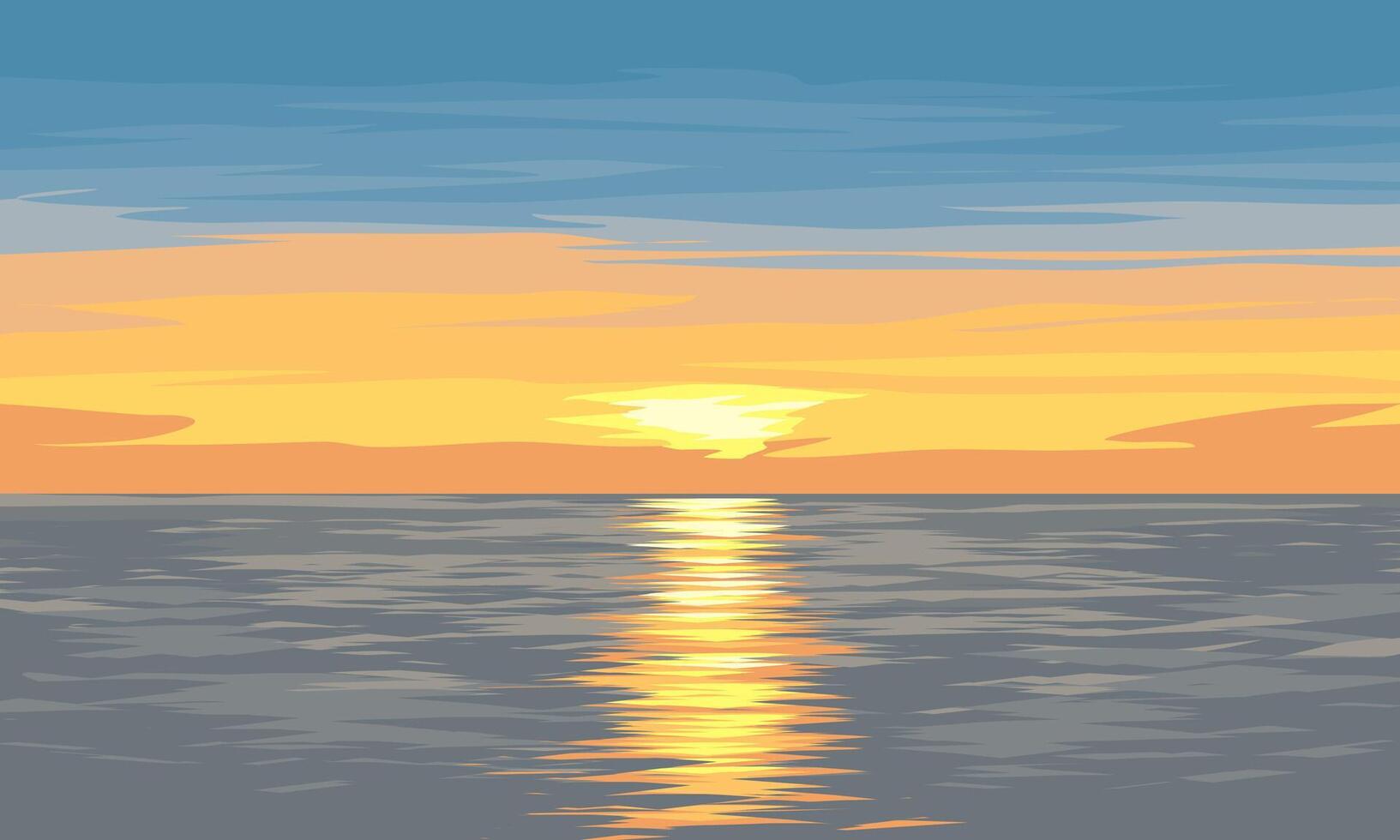 ocean scenery sunset landscape vector