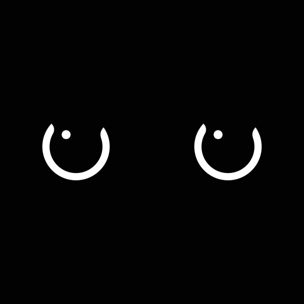 Simple Minimalist Dark Black Eye Cat Illustration Design vector