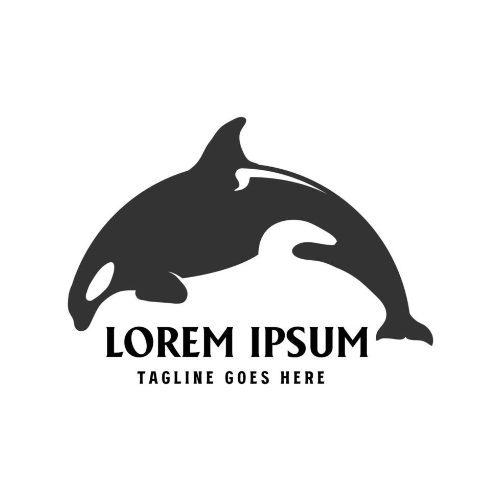 Jumping Ocean Killer Whale Orca Dolphin Fish Illustration Design vector