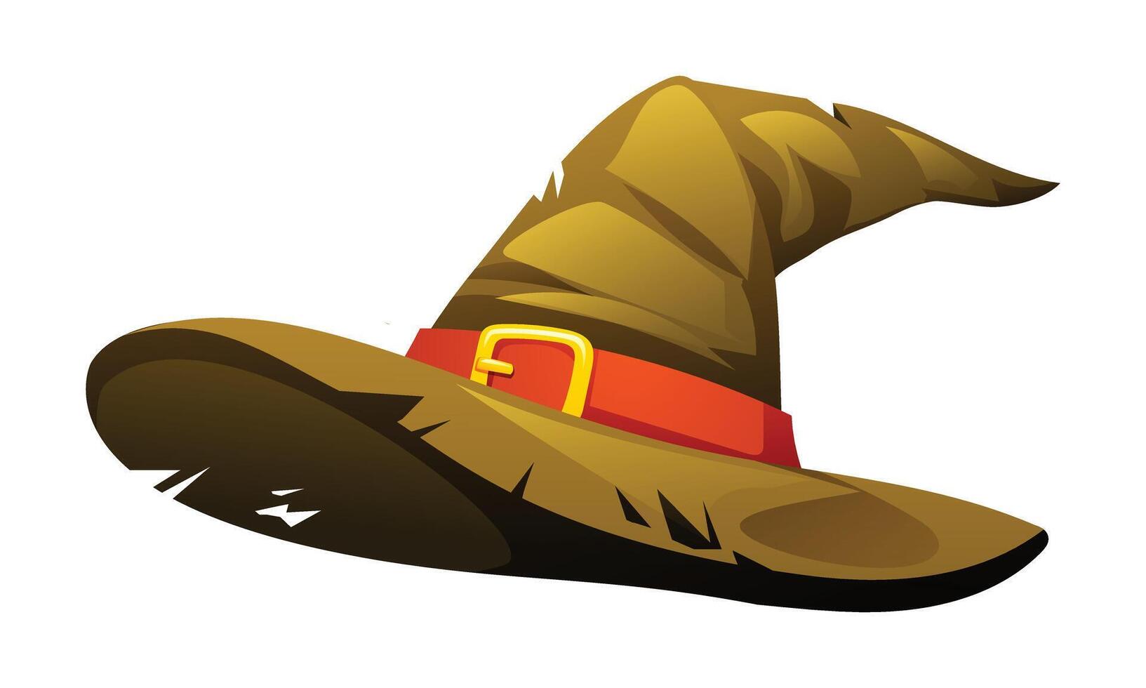 Brown witch hat cartoon illustration isolated on white background vector