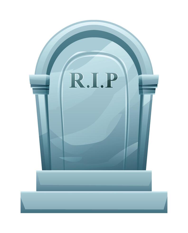 Tombstone cartoon illustration. RIP gravestone isolated on white background vector