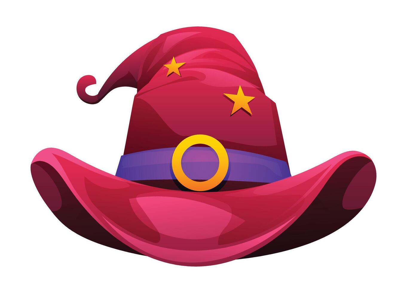 Red witch hat with stars cartoon illustration isolated on white background vector