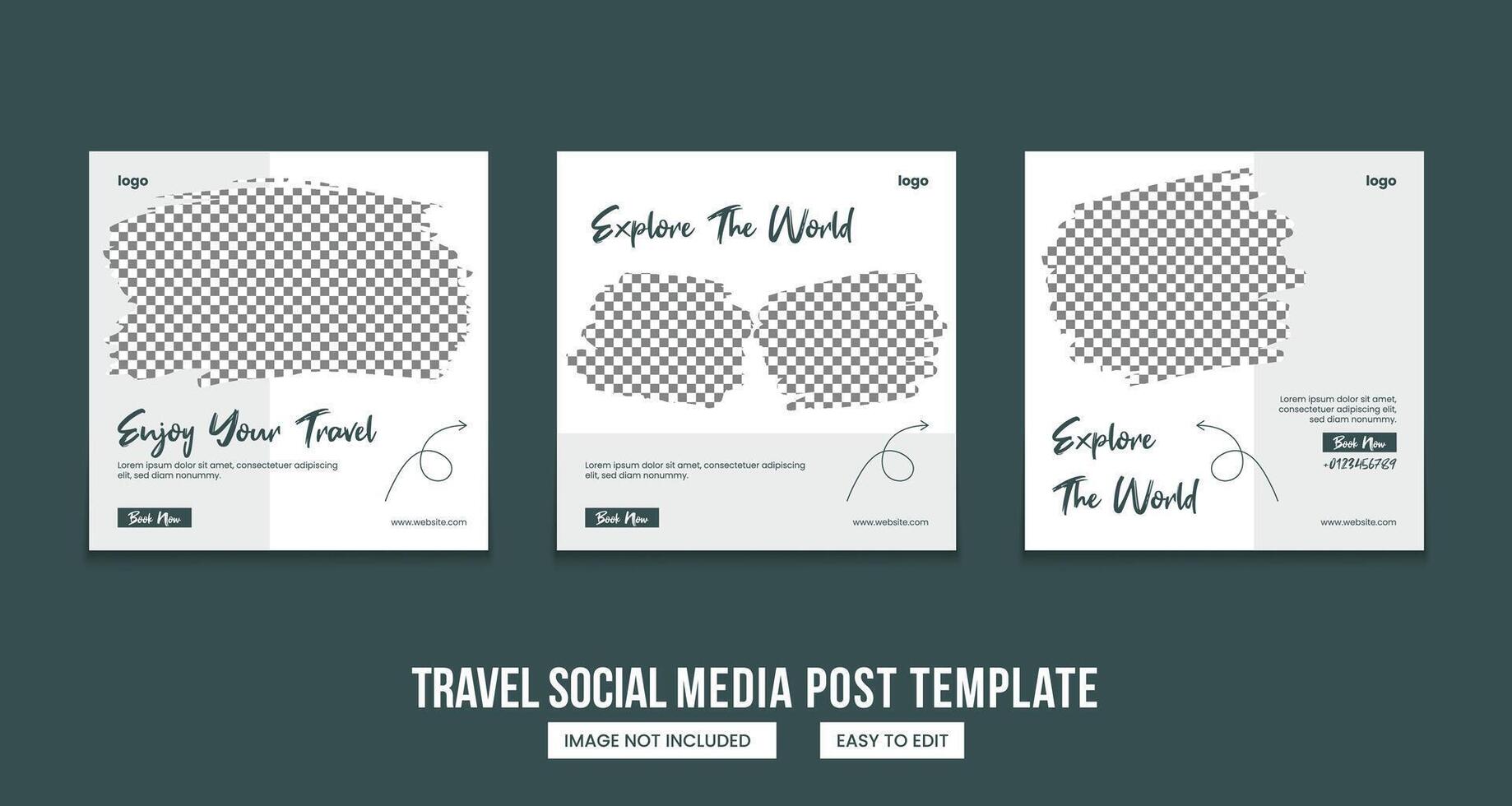 Travel sale social media post template set. Web banner, carousel or poster collection for traveling agency business promotion. Holiday and tour advertisement post-design vector