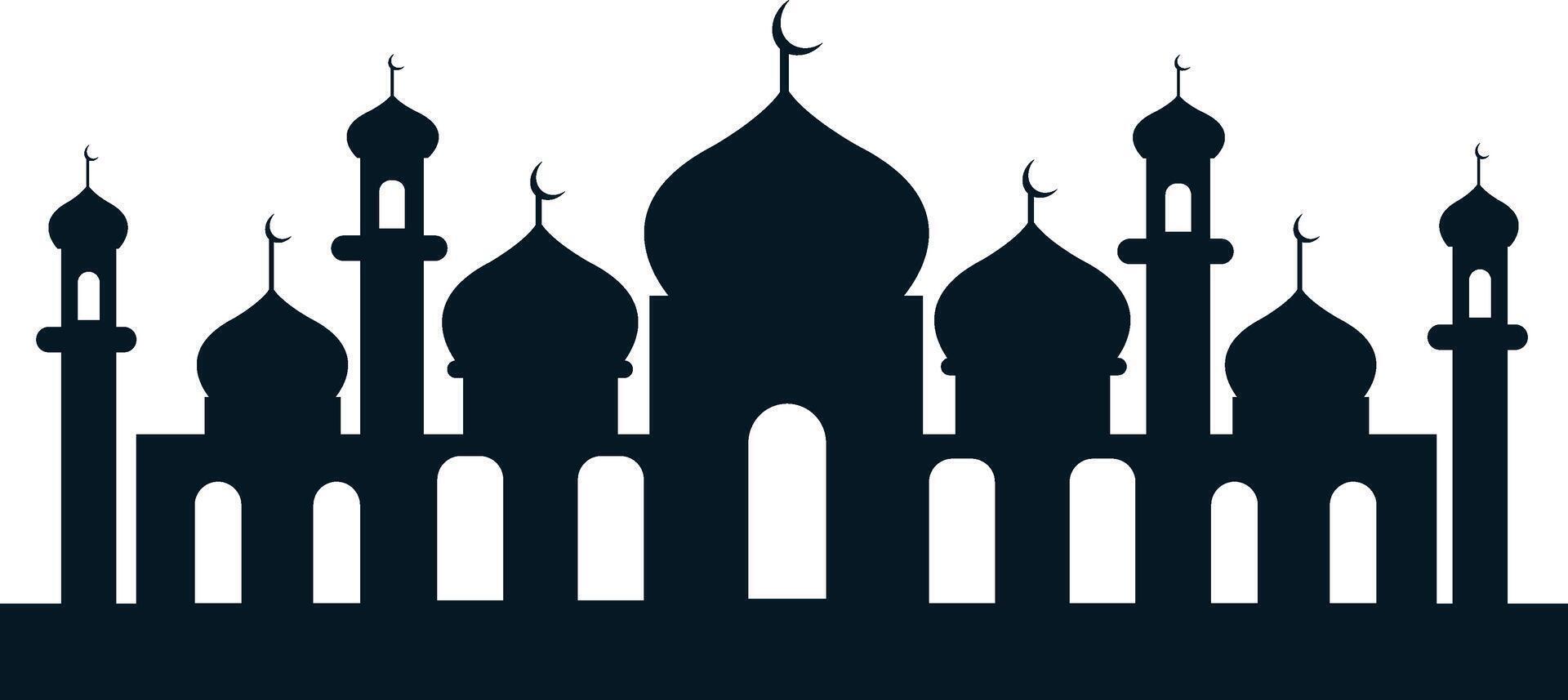 Muslim Mosque Silhouette Isolated on White Background. Illustration Design. vector