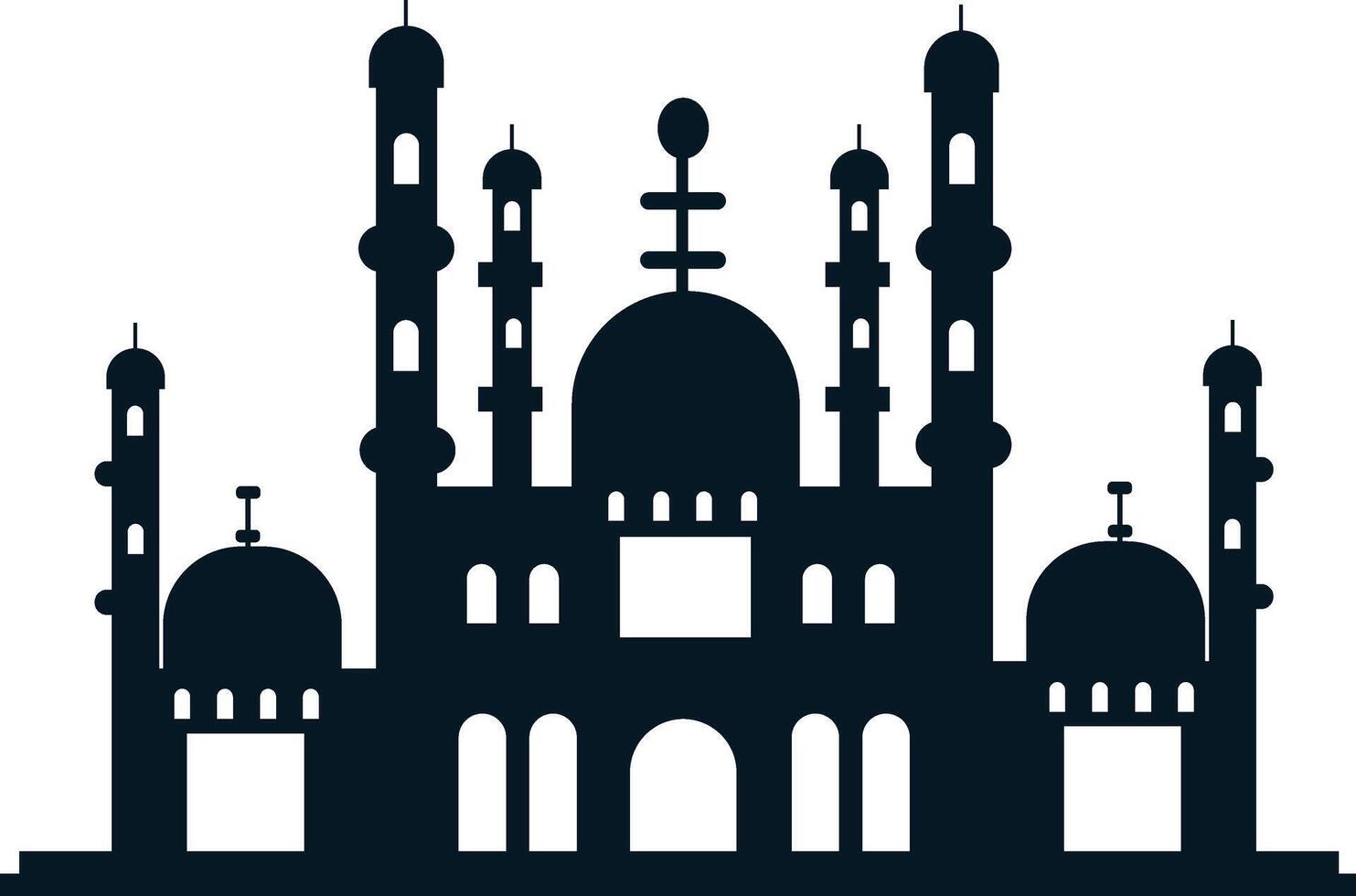 Muslim Mosque Silhouette Isolated on White Background. Illustration Design. vector