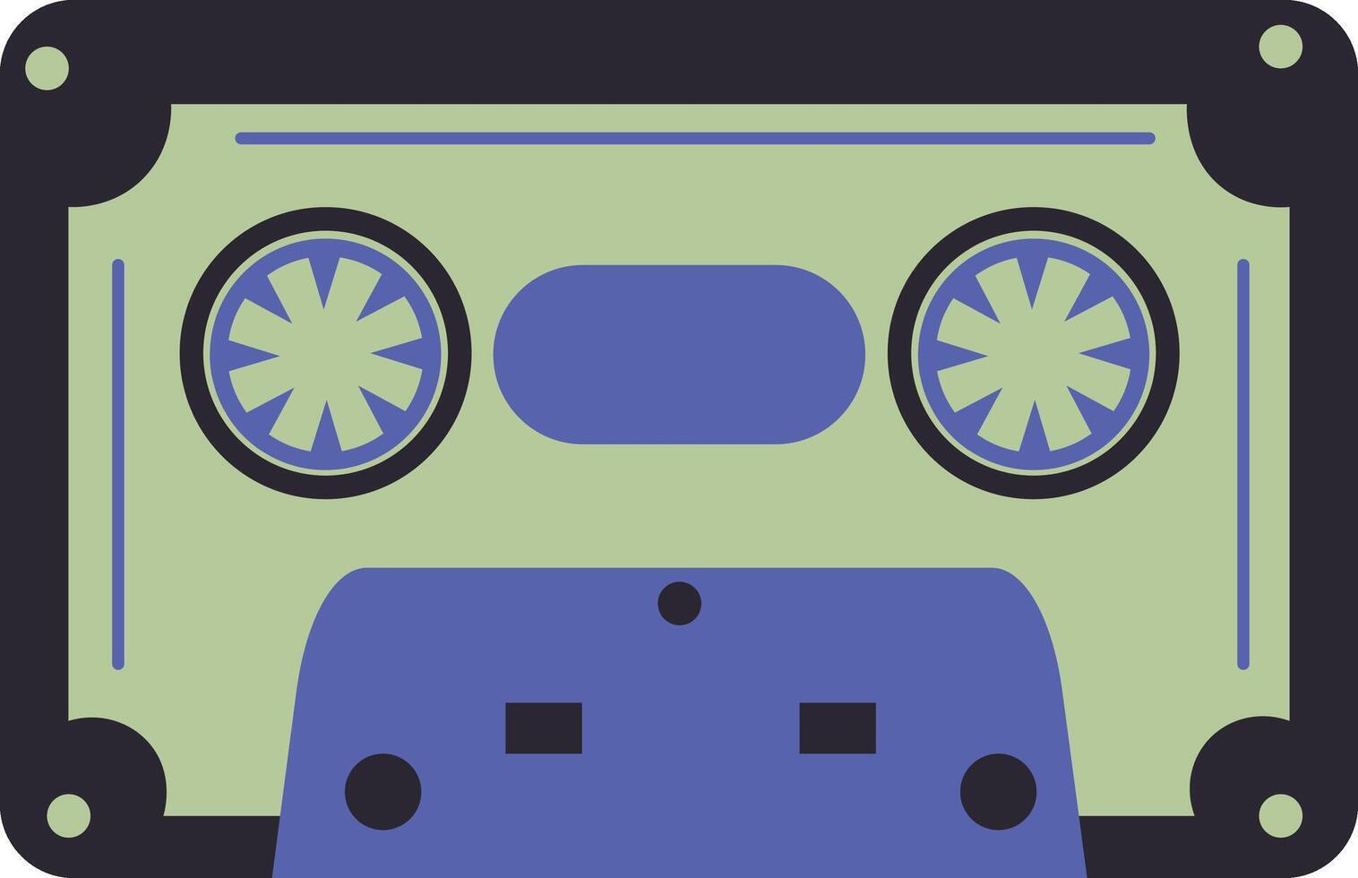 Retro Audio Cassette Tape Isolated on White Background. Cartoon Illustration. vector