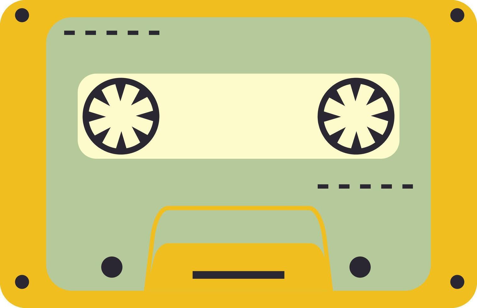 Retro Audio Cassette Tape Isolated on White Background. Cartoon Illustration. vector