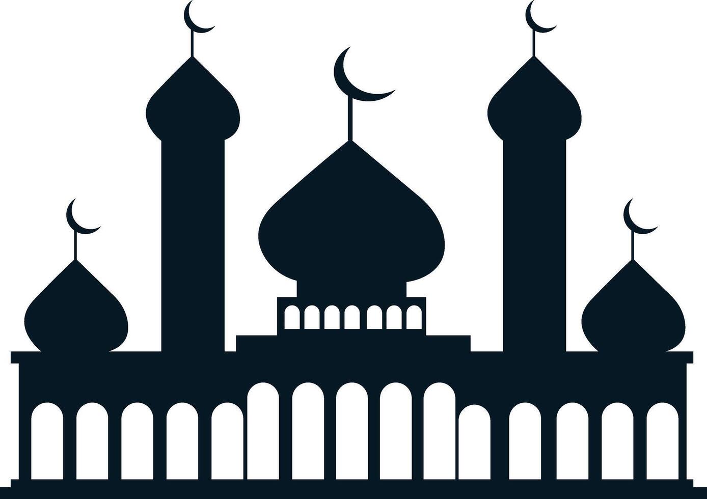 Muslim Mosque Silhouette Isolated on White Background. Illustration Design. vector