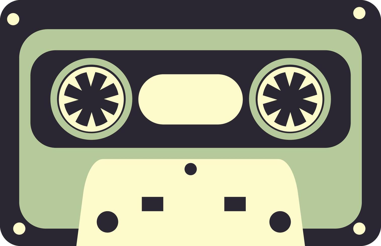 Retro Audio Cassette Tape Isolated on White Background. Cartoon Illustration. vector