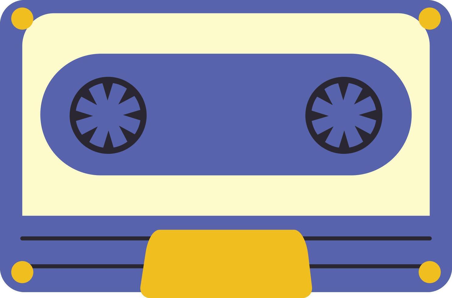 Retro Audio Cassette Tape Isolated on White Background. Cartoon Illustration. vector