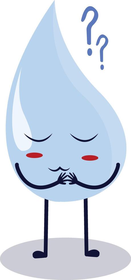 Cute Happy Water Drop Character Isolated on White Background. Flat Cartoon Illustration. vector