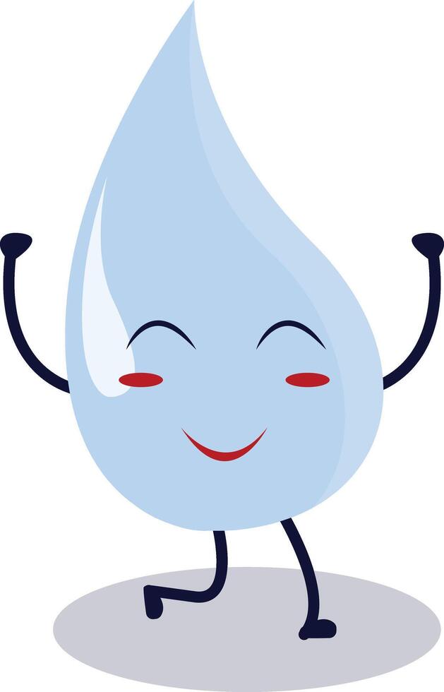 Cute Happy Water Drop Character Isolated on White Background. Flat Cartoon Illustration. vector