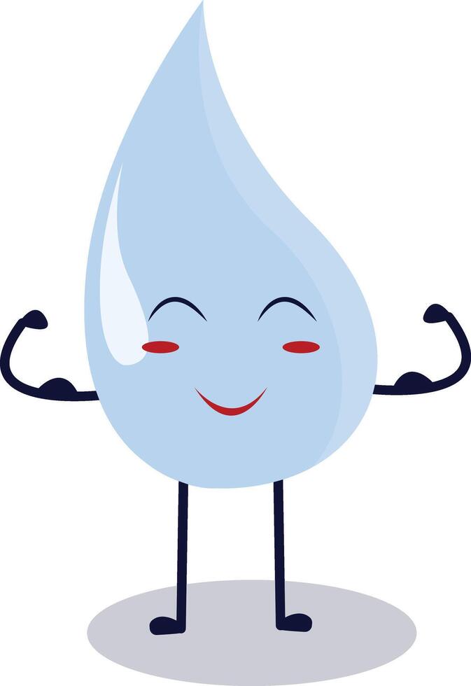 Cute Happy Water Drop Character Isolated on White Background. Flat Cartoon Illustration. vector