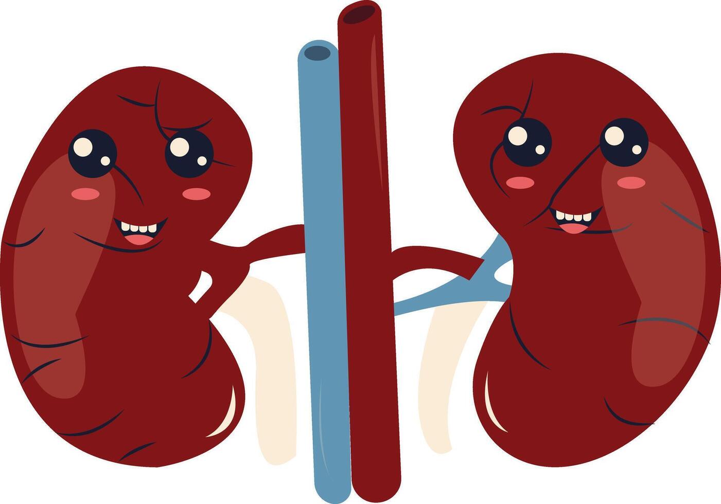 Human Internal Organs Character with Cute Cartoon Style. Isolated on White Background. vector