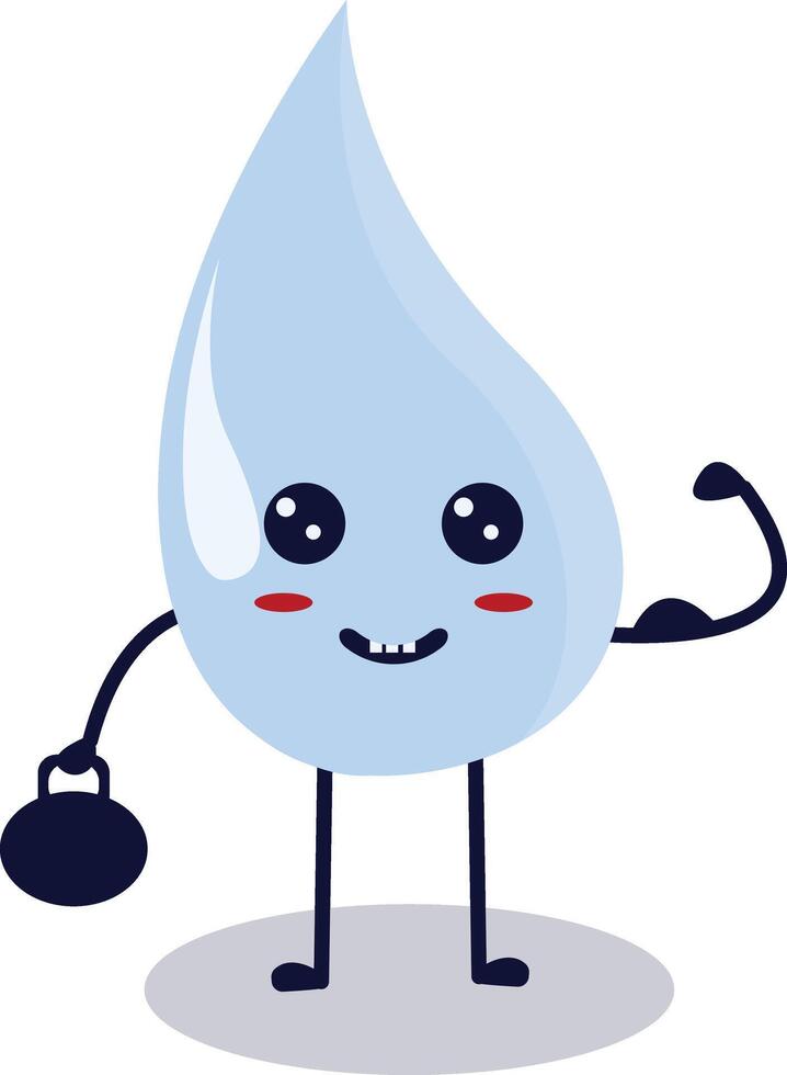 Cute Happy Water Drop Character Isolated on White Background. Flat Cartoon Illustration. vector