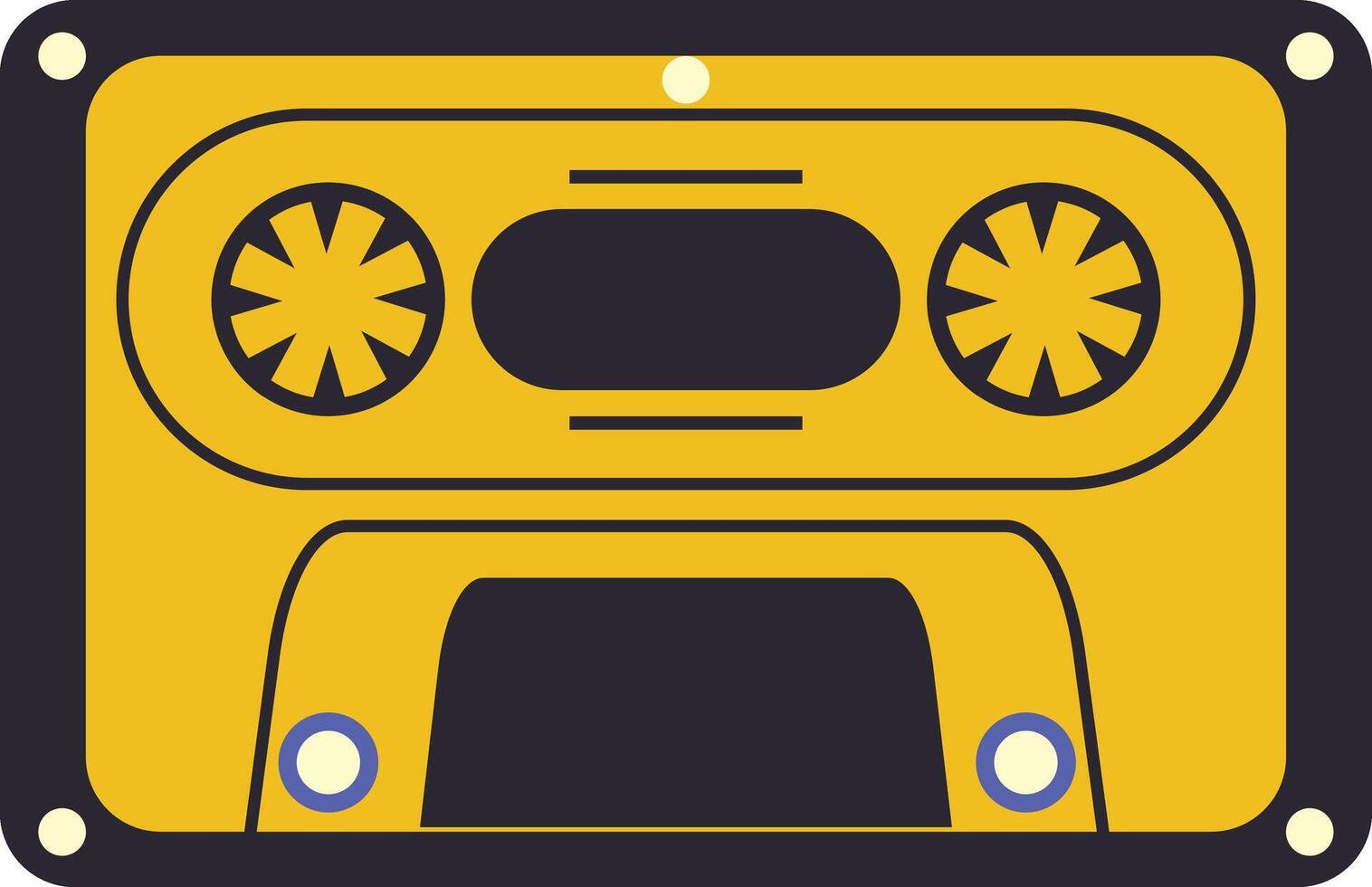 Retro Audio Cassette Tape Isolated on White Background. Cartoon Illustration. vector