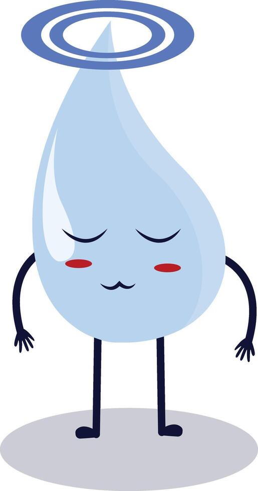 Cute Happy Water Drop Character Isolated on White Background. Flat Cartoon Illustration. vector