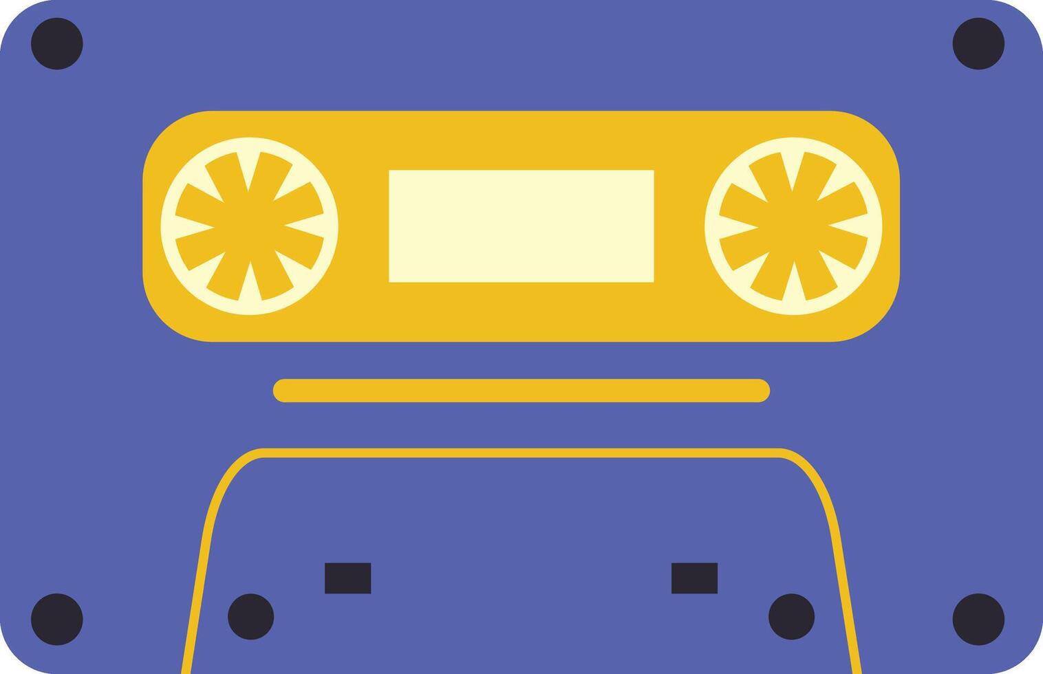 Retro Audio Cassette Tape Isolated on White Background. Cartoon Illustration. vector