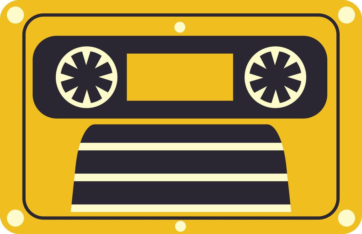 Retro Audio Cassette Tape Isolated on White Background. Cartoon Illustration. vector